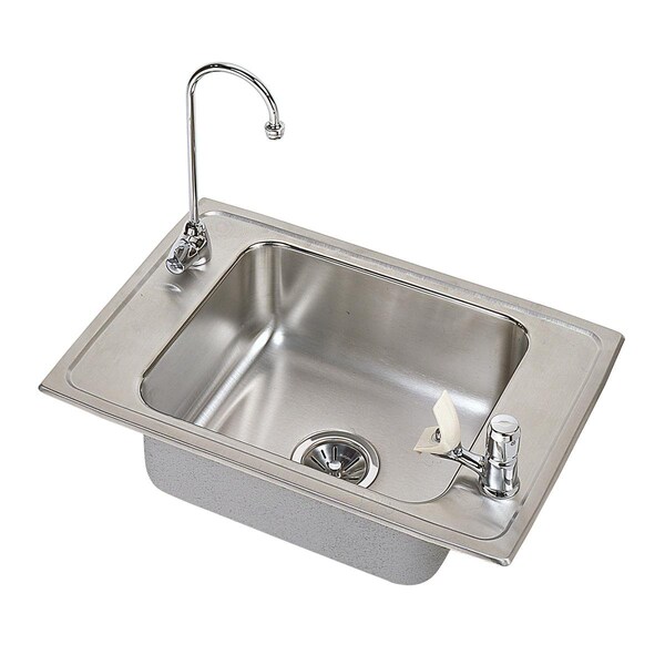 Pacemaker Stainless Steel 25 X 17 X 6-1/2 Single Bowl Top Mount Classroom Ada Sink And Faucet Kit